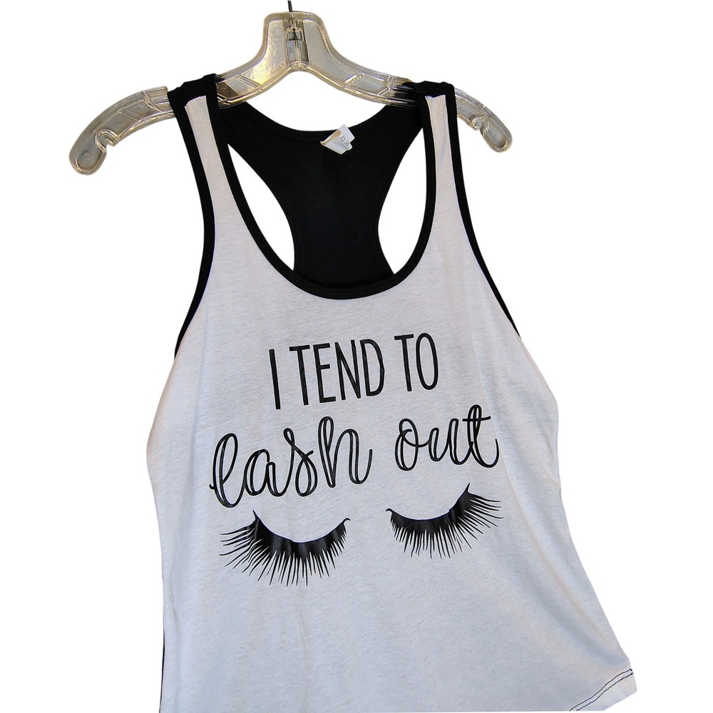 Next Level Graphic Racerback Tank Top White Black Women Large Lounge wear